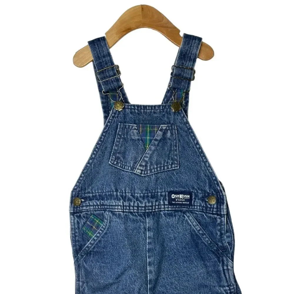 Vintage OshKosh B'Gosh Lined Denim Cuffed Overalls Size 3T 100% Cotton USA